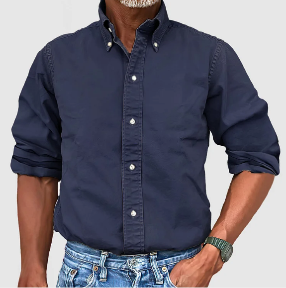 Men's Essential Long-Sleeve Shirt Navy Blue