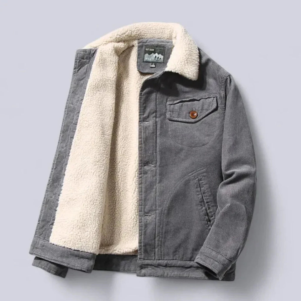 Cozy Sherpa-Lined Overcoat for Ultimate Warmth Gray