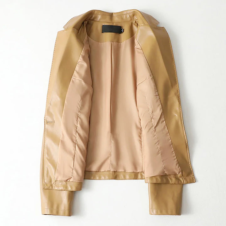 Blazer de cuero refinado con un botón para mujer