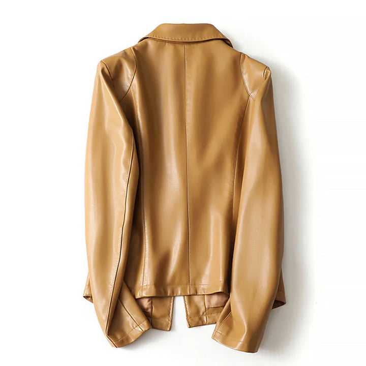 Blazer de cuero refinado con un botón para mujer