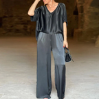 Summer Short-sleeved T-shirt Two-piece Set For Women Black