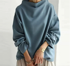 Women's Cozy Soft High Neck Top Blue
