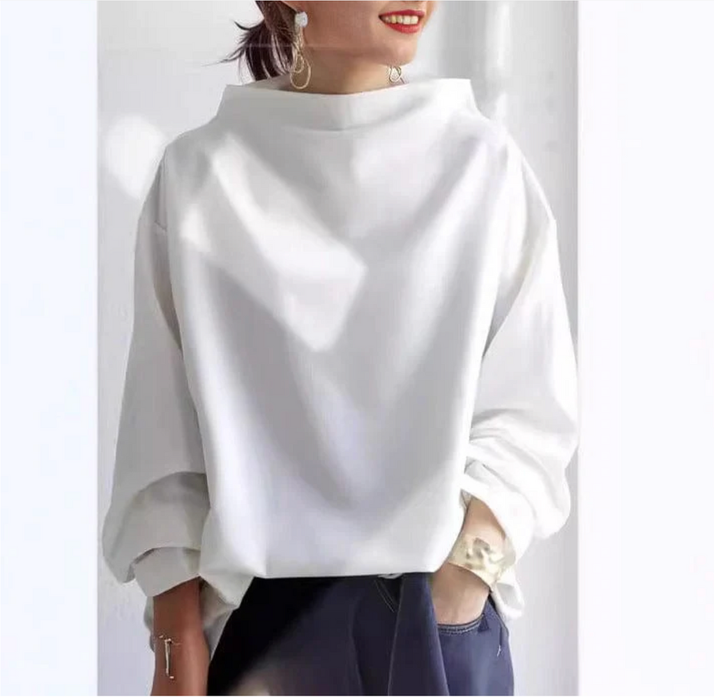 Women's Cozy Soft High Neck Top White