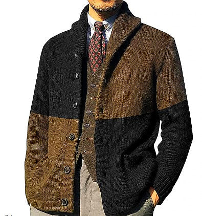 Classic Vintage Knitted Cardigan Sweater for Men - Cozy Warmth Black