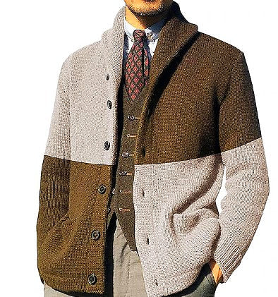 Classic Vintage Knitted Cardigan Sweater for Men - Cozy Warmth Brown