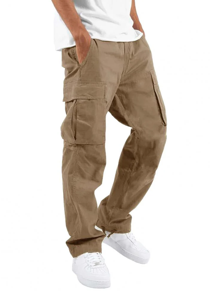Pantaloni lunghi cargo elasticizzati da uomo