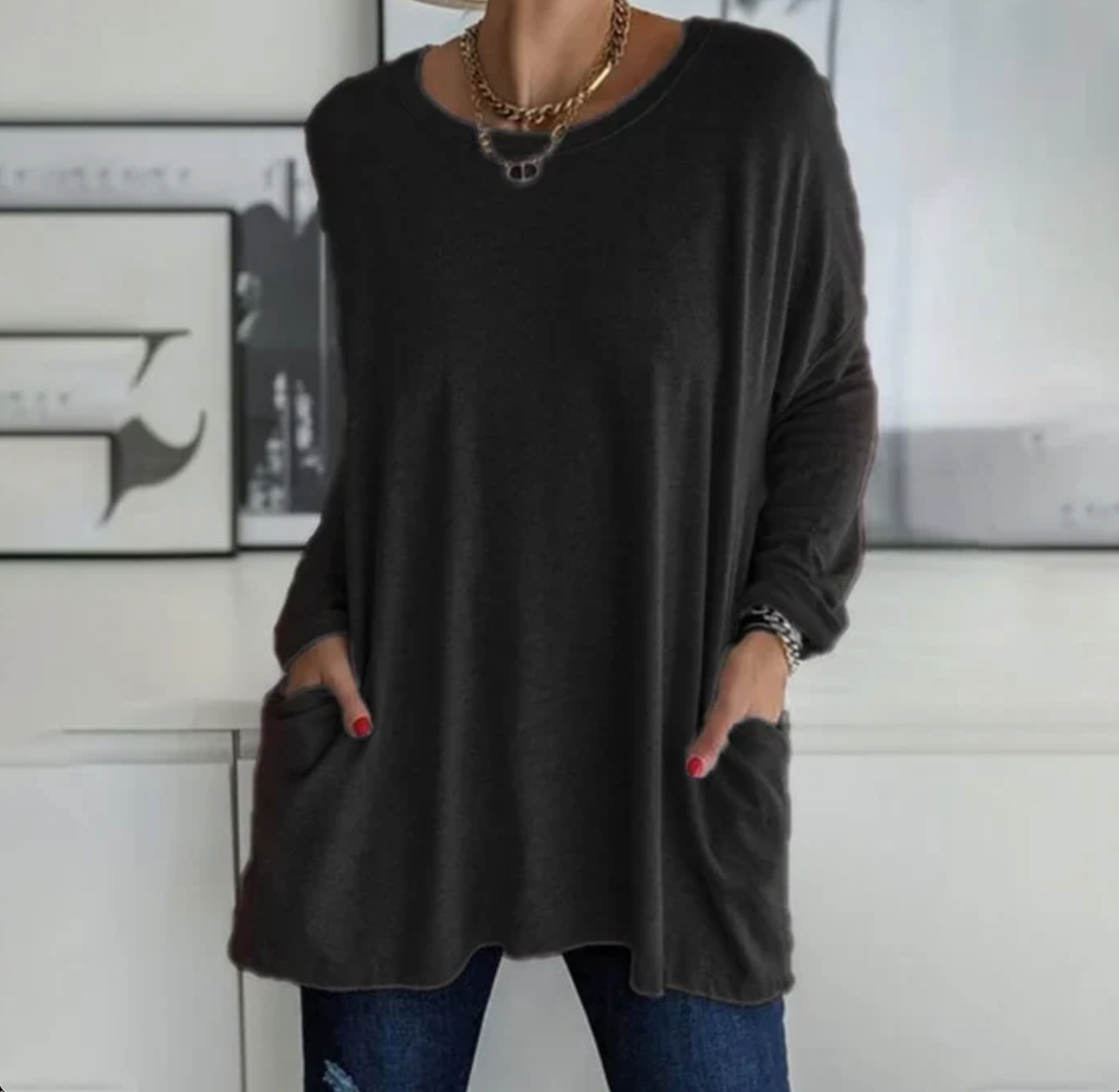 Women's All-Day Comfort Long Sleeve Top Black