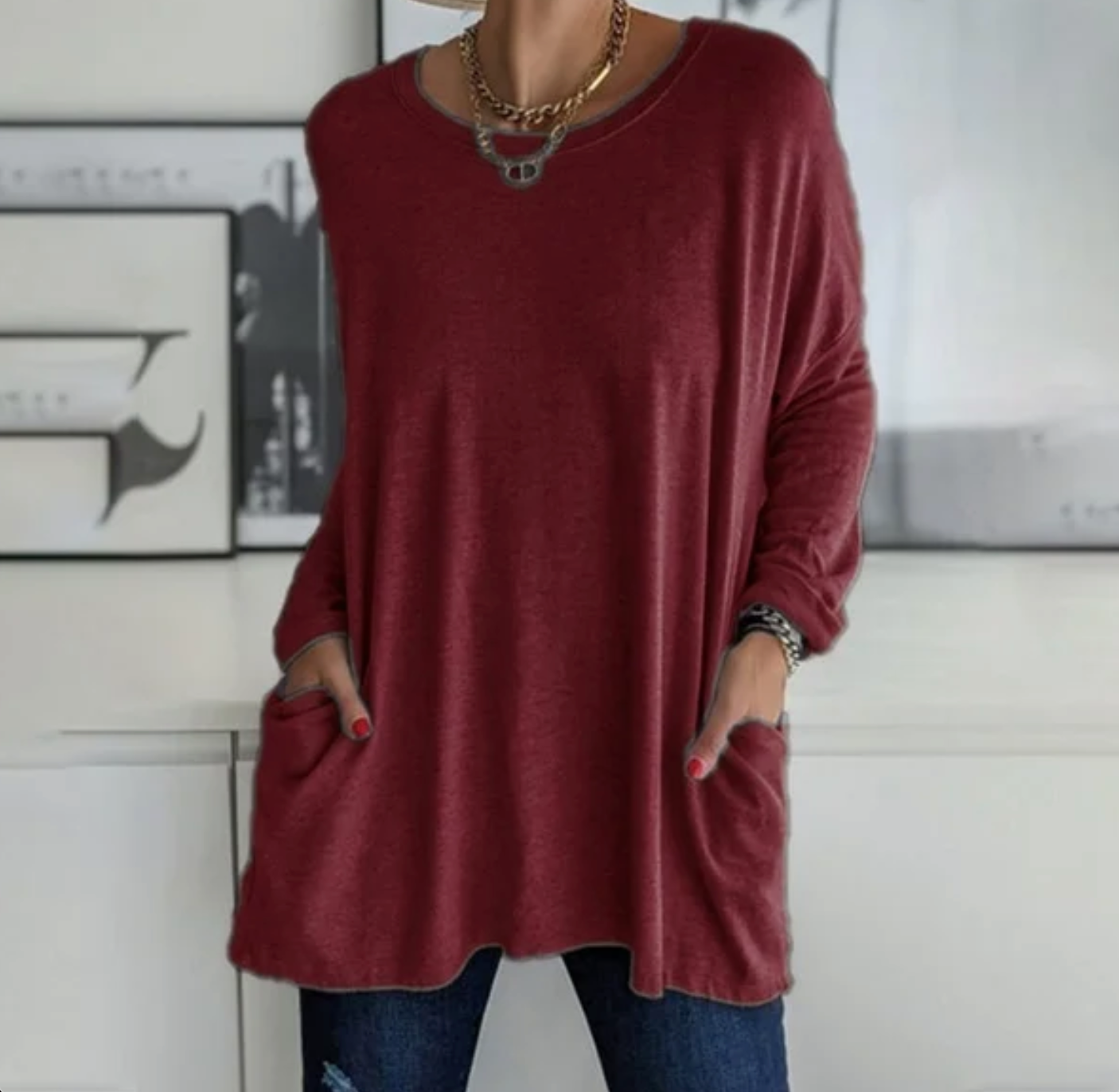 Women's All-Day Comfort Long Sleeve Top Red