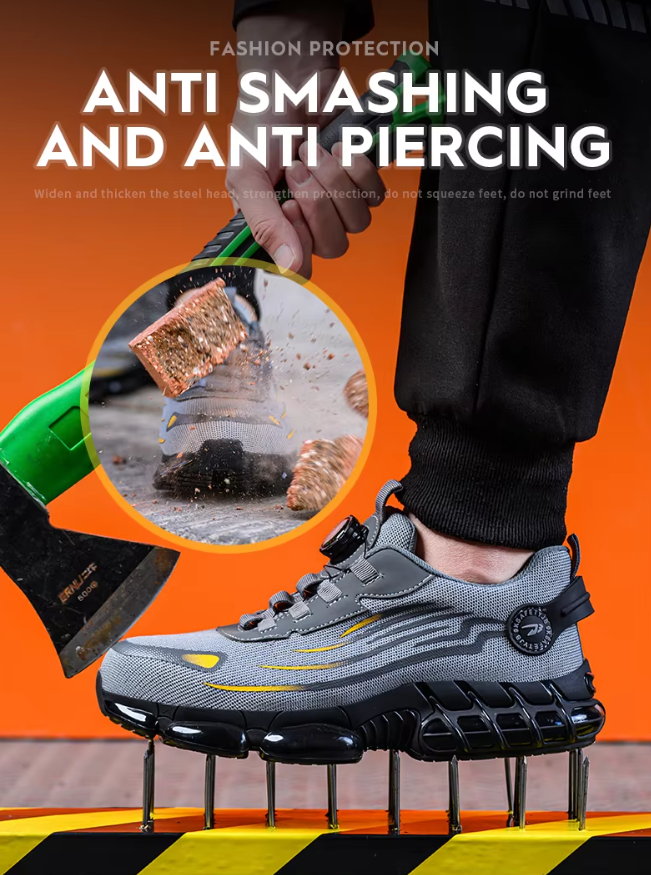 Men's Rotary Button Safety Trainer Shoes-MODAUTLET