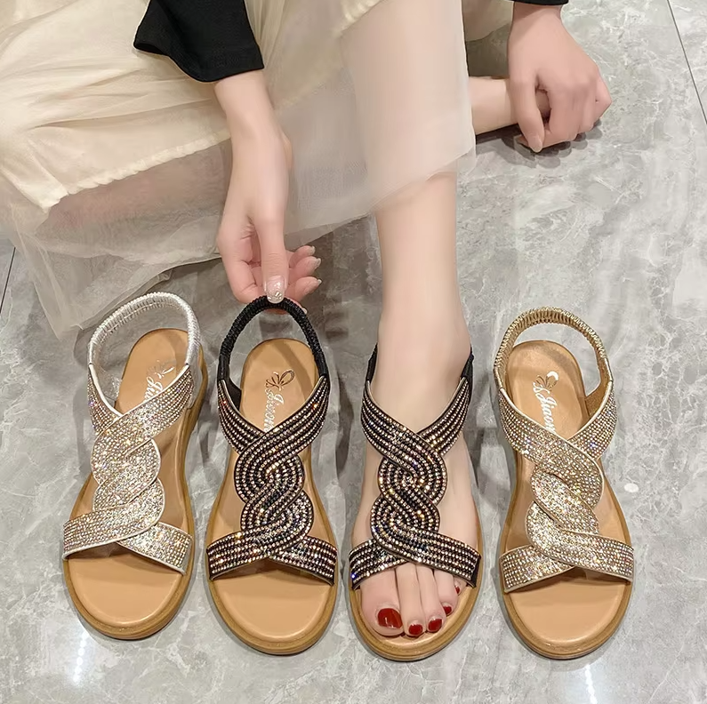 Women's Comfortable Leather Slip-On Flat Sandals-MODAUTLET