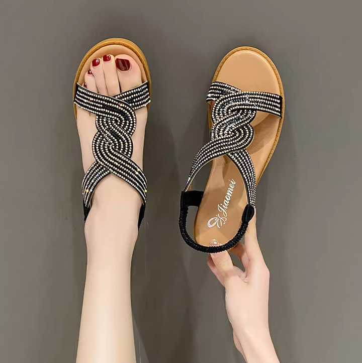 Women's Comfortable Leather Slip-On Flat Sandals-MODAUTLET