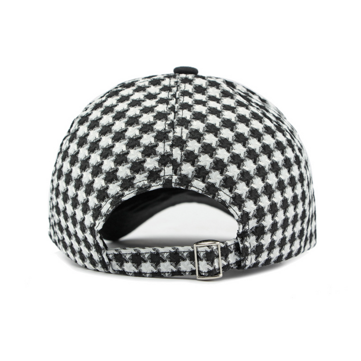 Houndstooth Pattern Canvas Cap-MODAUTLET