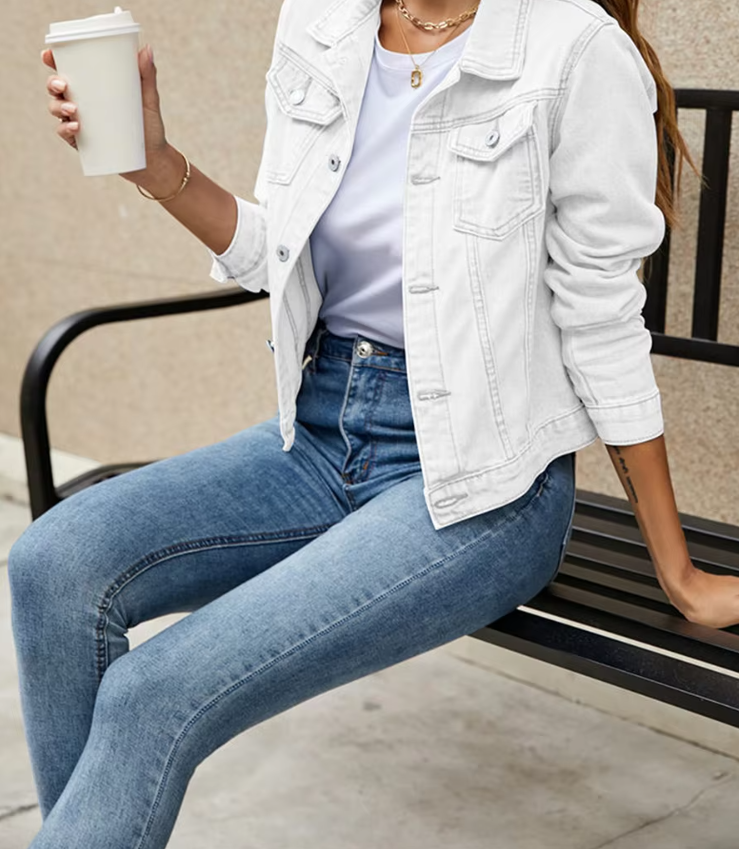 All-Weather Confidence Denim Jacket White