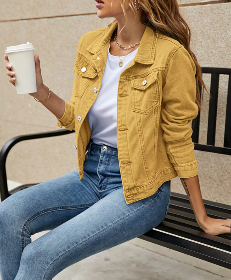 All-Weather Confidence Denim Jacket Yellow