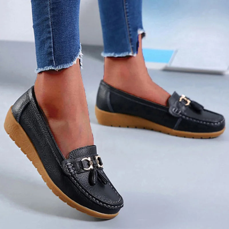 Women's Genuine Leather Tassel Moccasins