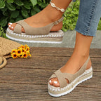 Women's Cross-Strap Platform Sandals Khaki