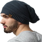 Cozy Knitted Beanie with Fur Lining Dark Gray