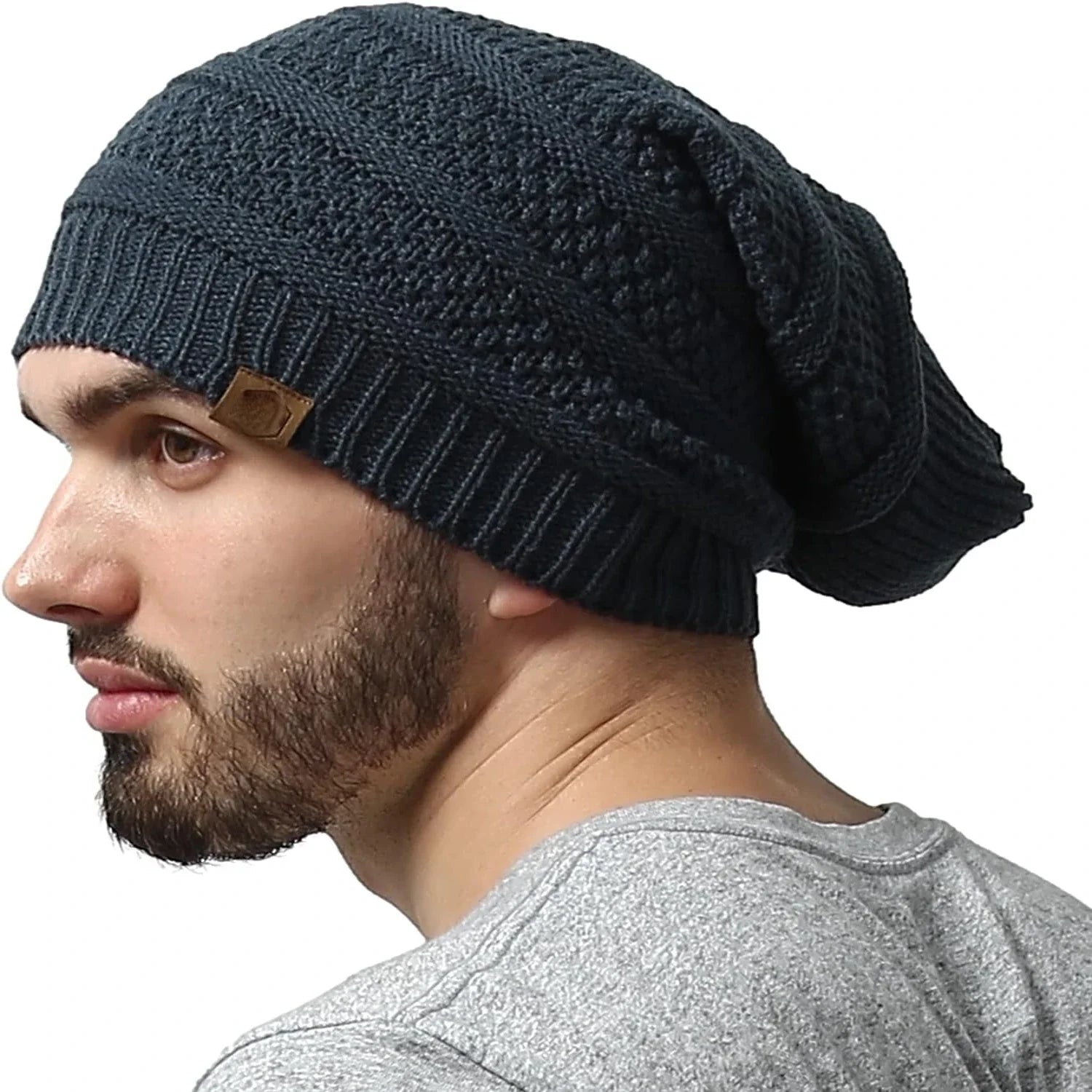 Cozy Knitted Beanie with Fur Lining Dark Gray