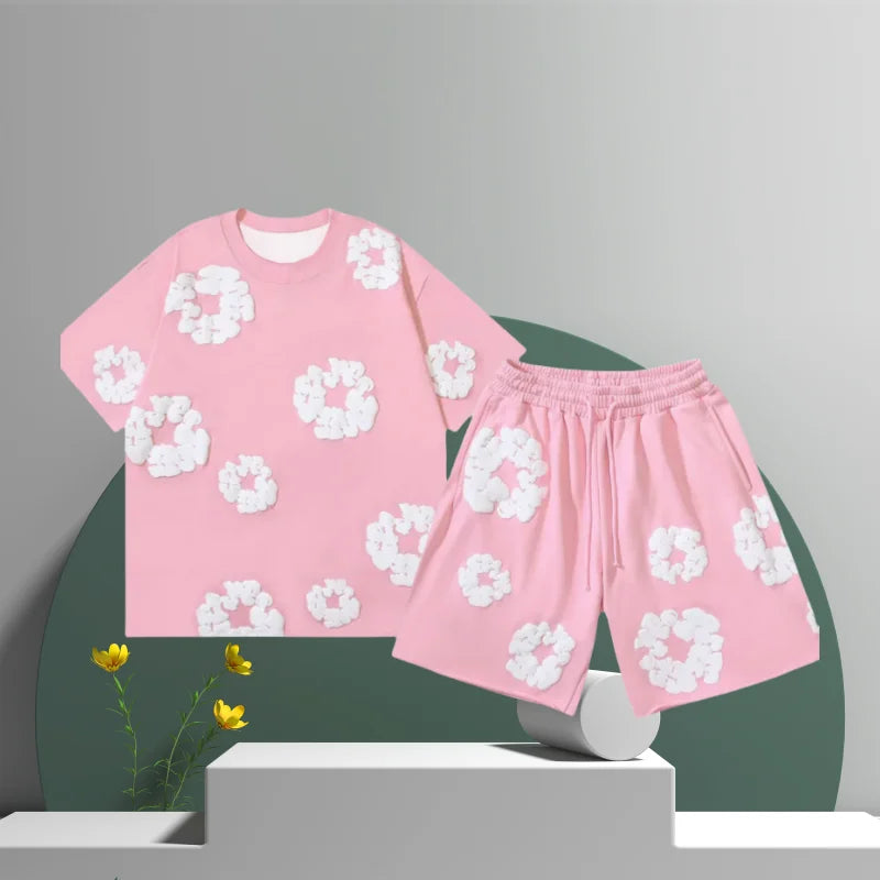 Men's Denim Tears Cotton Flower 3D Printed Shorts Set-MODAUTLET