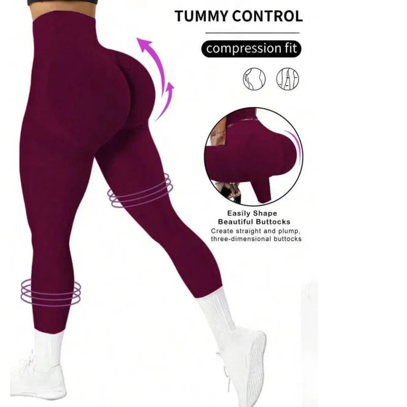Women's High Waist Seamless Yoga Leggings with Tummy Control Jujube
