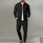 Stephen | Soft Waffle Casual Outerwear Set Black