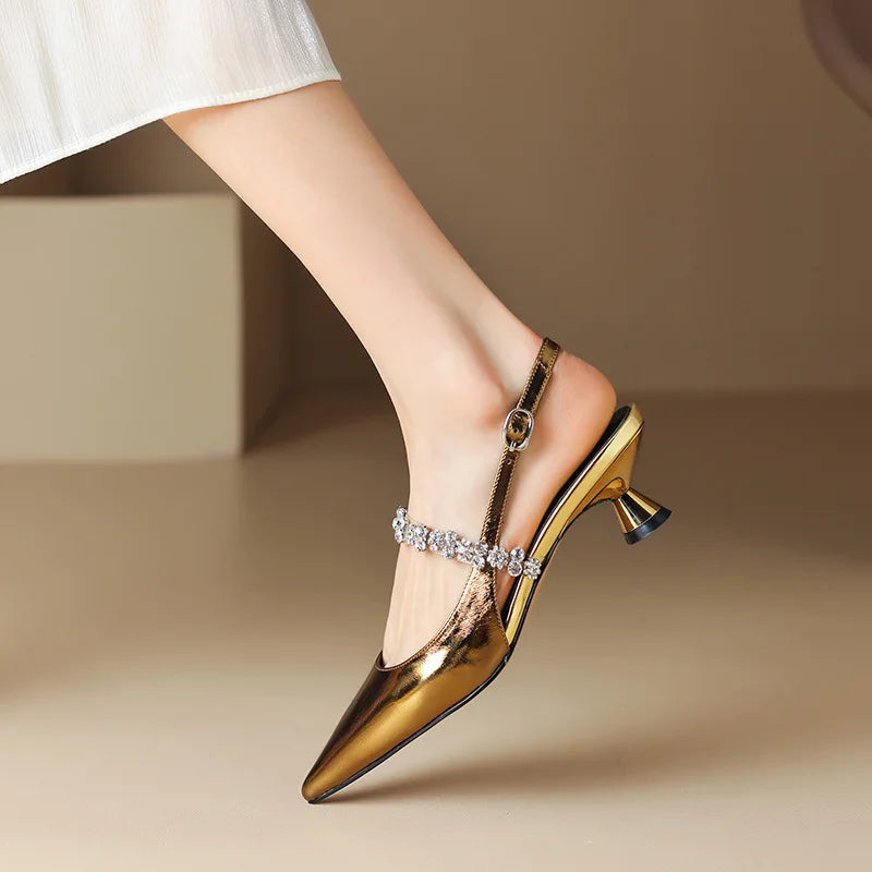 Women's Glam Rhinestone Kitten Heels – Stylish Evening Footwear