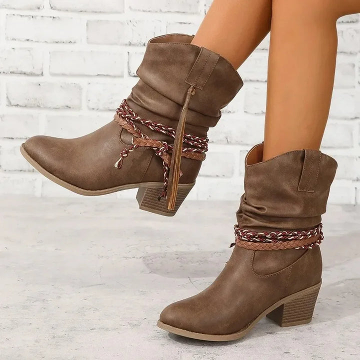 Bottes de style cowboy à talon carré pour femmes