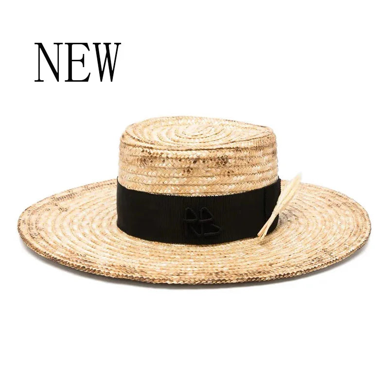 Elegant Handmade Straw Sun Hat With Metal Chain For Women-MODAUTLET