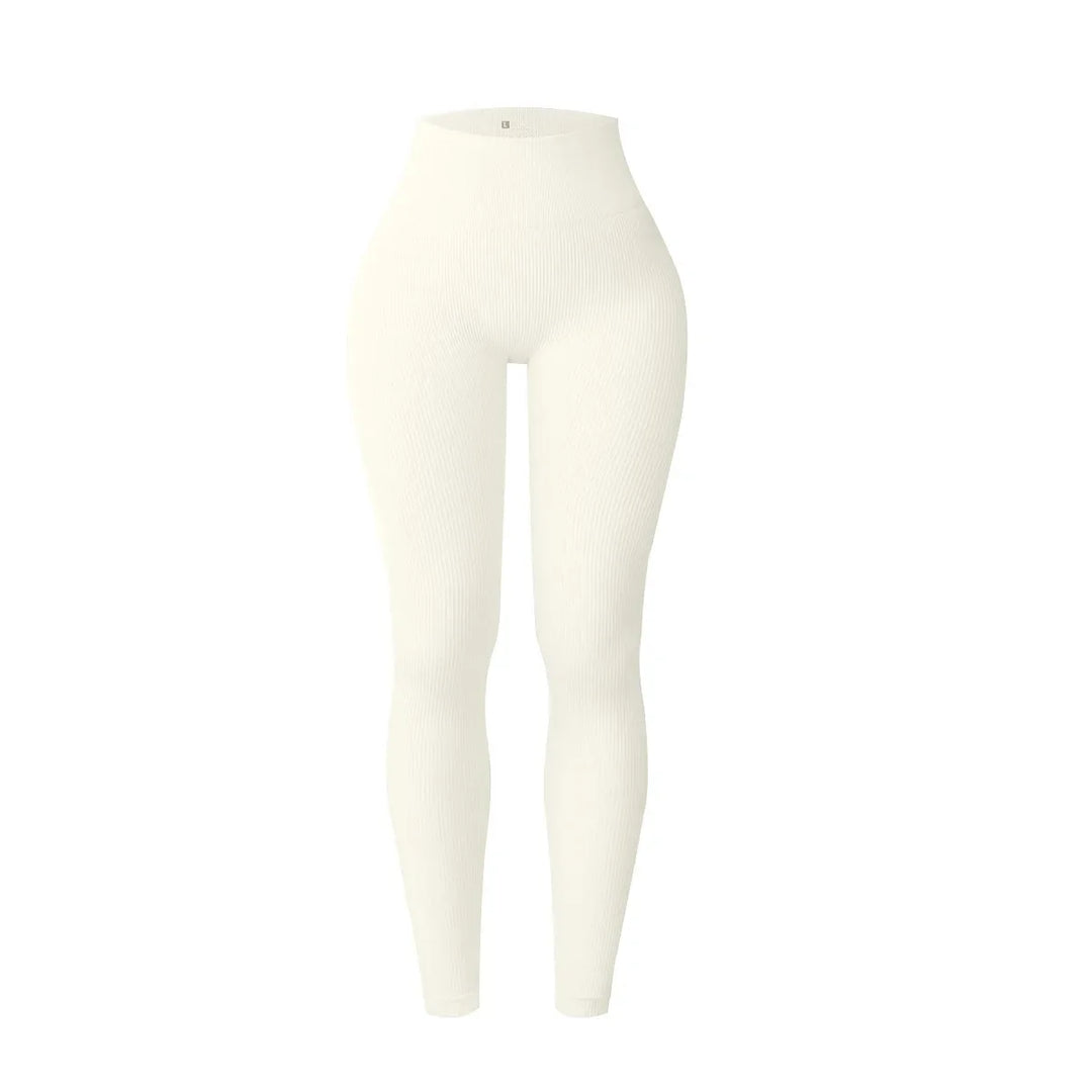 Women's High-Waisted Seamless Yoga Leggings for Fitness & Running Beige
