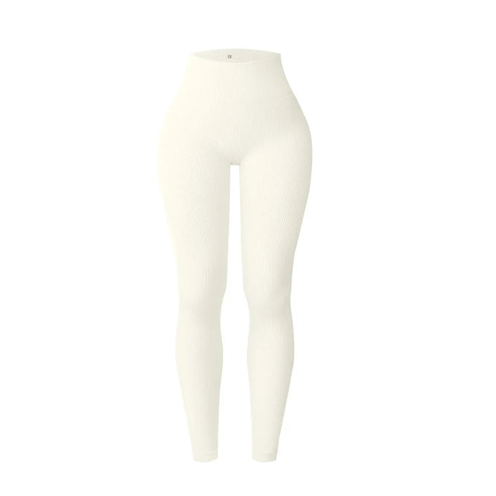 Women's High-Waisted Seamless Yoga Leggings for Fitness & Running Beige