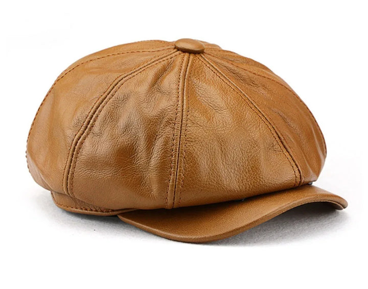 XXL Oversized Cowhide Leather Octagonal Newsboy Hat - 62 cm-MODAUTLET