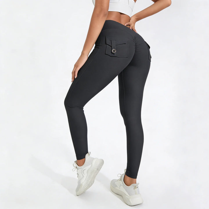 Women's Breathable Yoga Pants with Butt Pocket, Comfortable Leggings Dark Gray