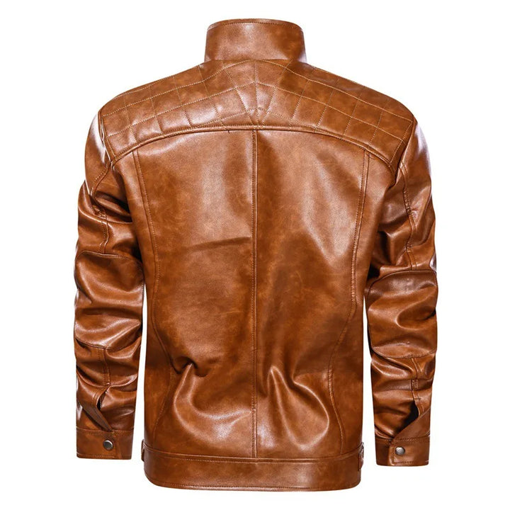 Veste pour homme en cuir véritable avec finition à grain naturel