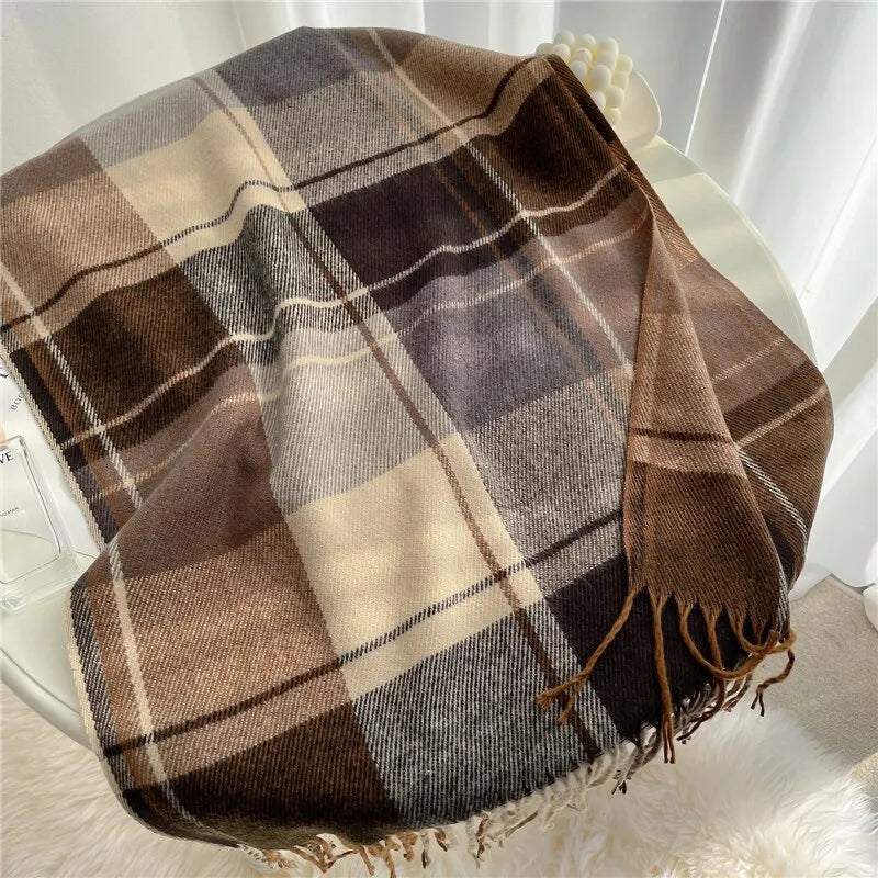 Plaid Velour Cashmere Scarf