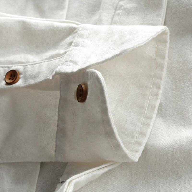 Breathable Linen Cotton Shirt With Japanese Style Design