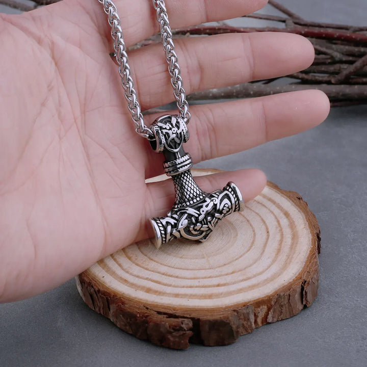 Mjolnir Steel Pendant Necklace-MODAUTLET
