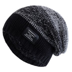 Cozy Fur-Lined Slouchy Beanie for Women Black Light Grey 55cm-60cm