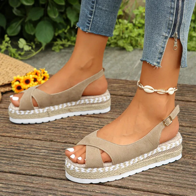 Women's Cross-Strap Platform Sandals-MODAUTLET