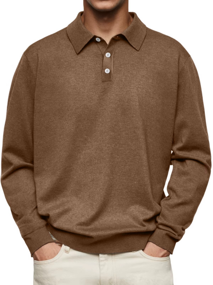 Men's Classic Long Sleeve Polo Shirt-MODAUTLET