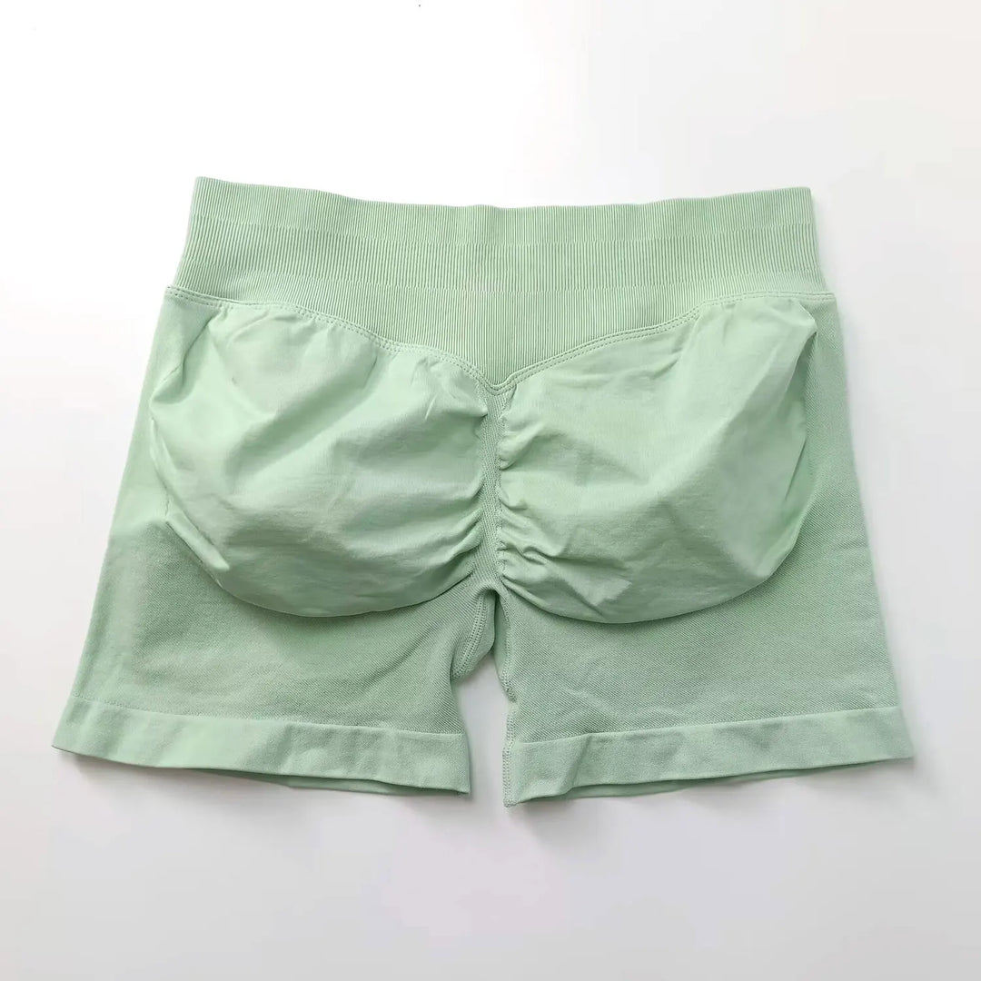 Women's Fitness Biker Shorts with Low Ribbed Band for Gym Workouts