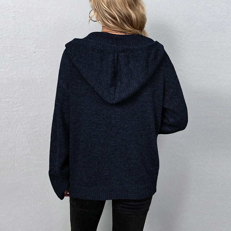 Lightweight Knit Hooded Cardigan for Women - Cozy & Warm Everyday Wear