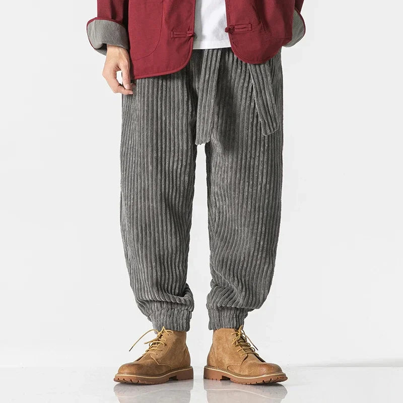 Men's Fleece Corduroy Pants - Ridgeway Style Gray