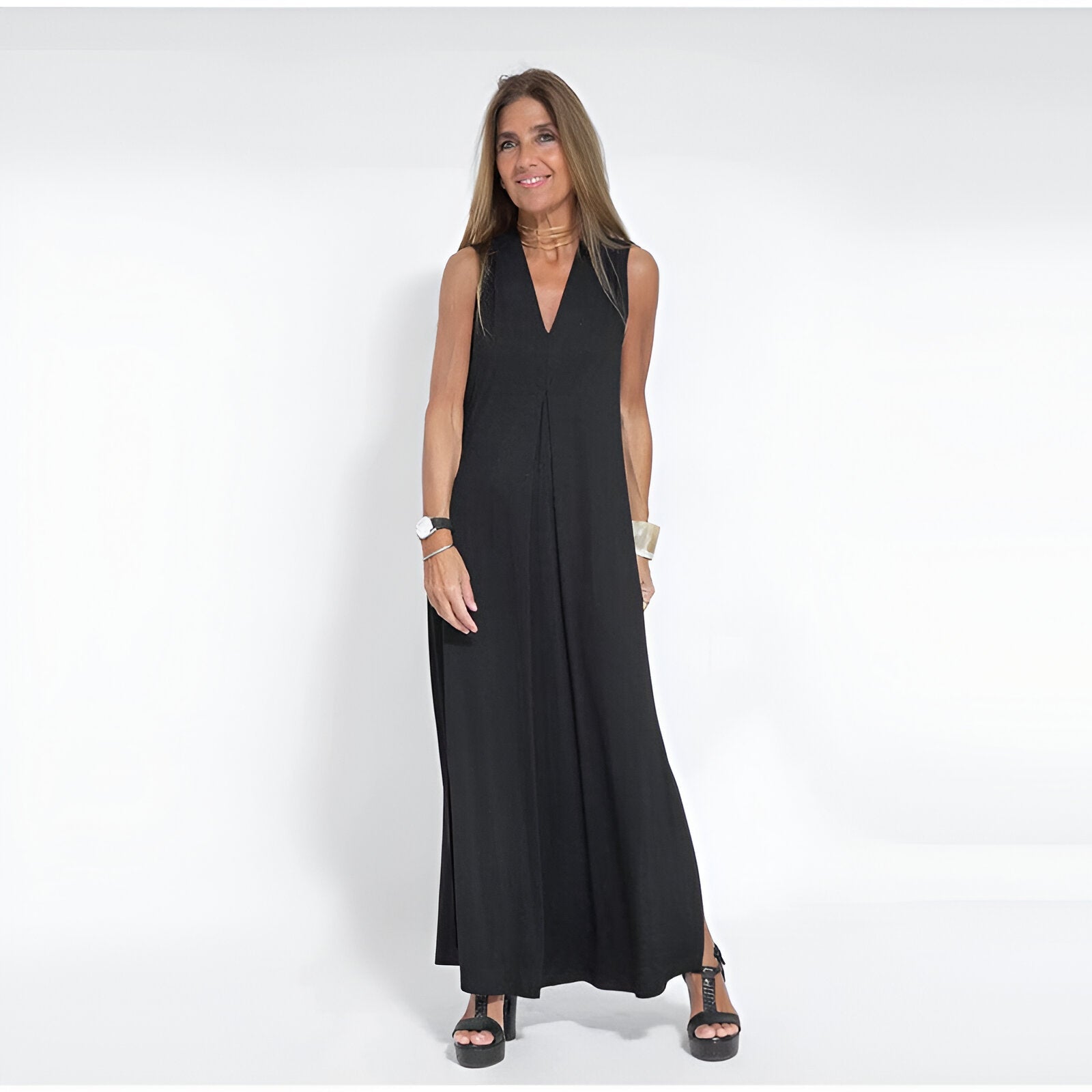 Elegant Long Dress with Free Cardigan Black