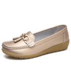 Women's Genuine Leather Tassel Moccasins Gold