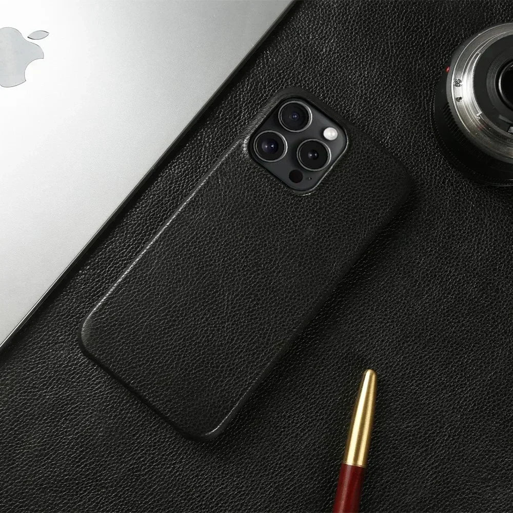 Premium Leather iPhone Case Black