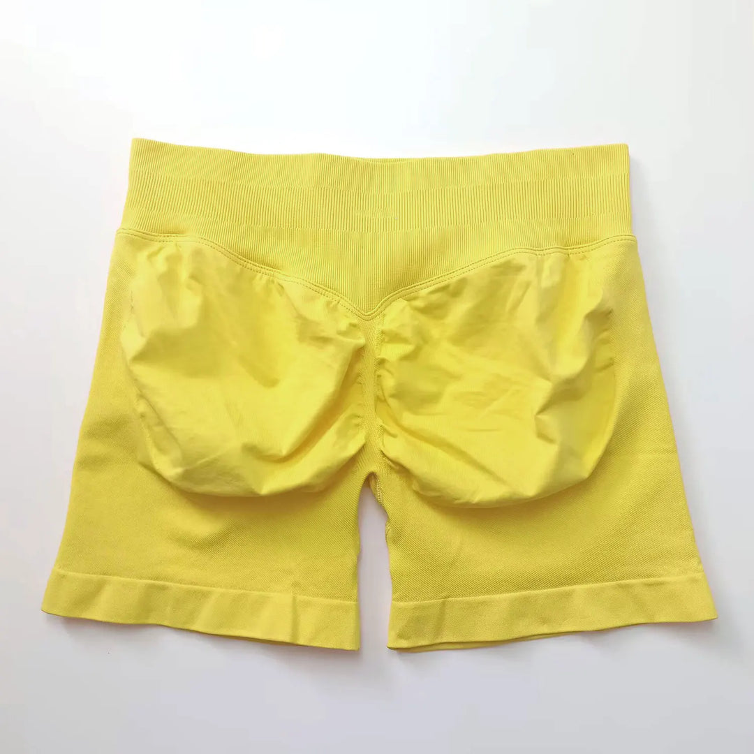 Women's Fitness Biker Shorts with Low Ribbed Band for Gym Workouts