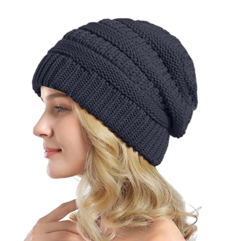 Cozy Chunky Cuffed Knit Beanie Navy One Size
