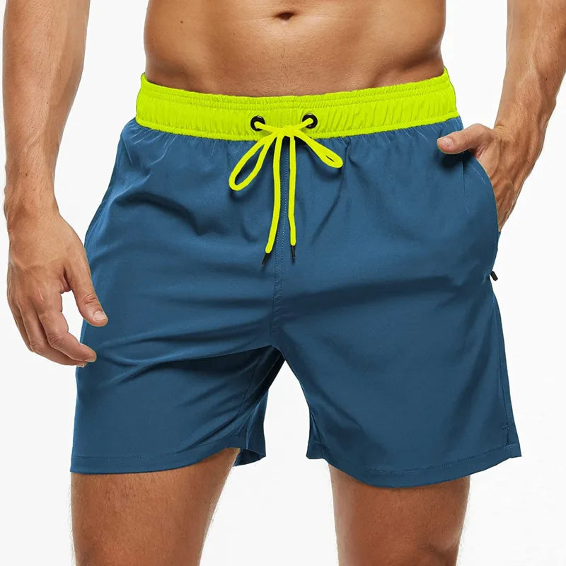 Men's Quick Dry Swim Trunks With Zipper Pockets Premium GreenBlue