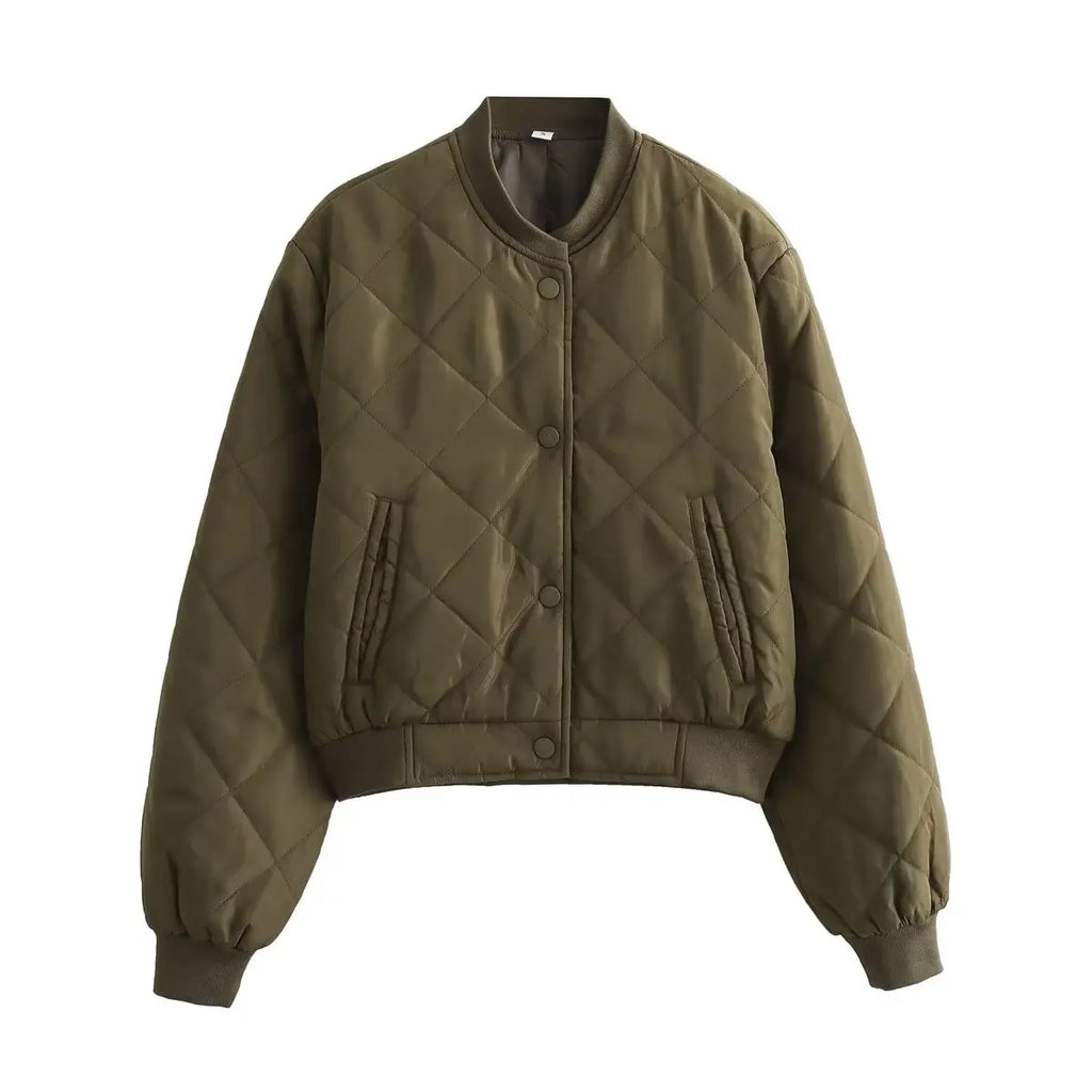 Women's Quilted Bomber Jacket Army Green