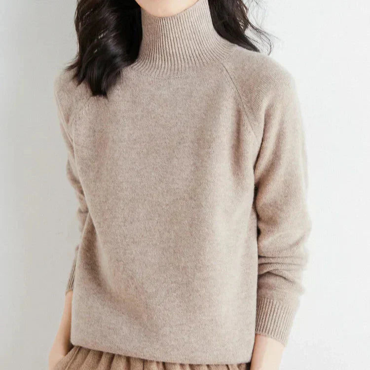 Women's Classic Mock-Neck Sweater Taupe